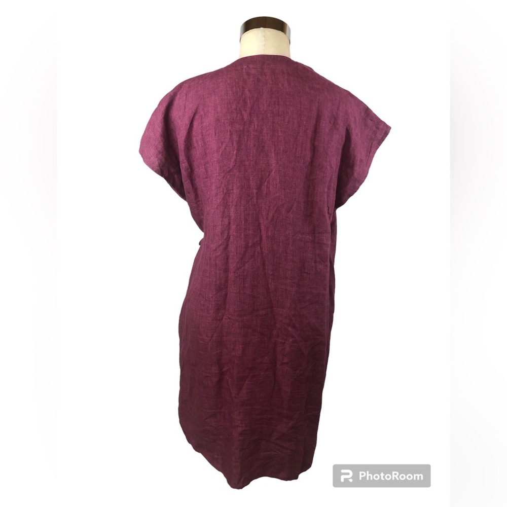 Eileen Fisher Plum Wrap Linen Dress - Picture 2 of 8